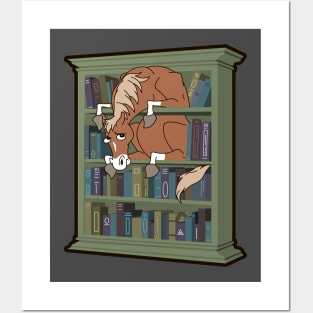 Horse in a Bookcase Posters and Art